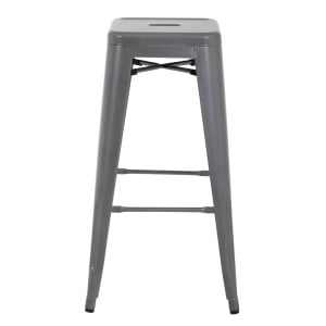 Hocker aus galvanisiertem Stahl in Metallic-Grau - 4er-Set - Bolero