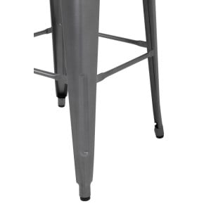 Hocker aus galvanisiertem Stahl in Metallic-Grau - 4er-Set - Bolero