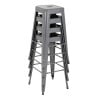 Hocker aus galvanisiertem Stahl in Metallic-Grau - 4er-Set - Bolero