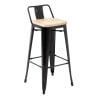 Hohe Hocker mit Rückenlehne und Sitz aus Holz – Schwarz - 4er-Set - Bolero
