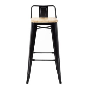 Hohe Hocker mit Rückenlehne und Sitz aus Holz – Schwarz - 4er-Set - Bolero