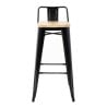 Hohe Hocker mit Rückenlehne und Sitz aus Holz – Schwarz - 4er-Set - Bolero
