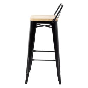 Hohe Hocker mit Rückenlehne und Sitz aus Holz – Schwarz - 4er-Set - Bolero