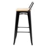 Hohe Hocker mit Rückenlehne und Sitz aus Holz – Schwarz - 4er-Set - Bolero