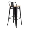 Hohe Hocker mit Rückenlehne und Sitz aus Holz – Schwarz - 4er-Set - Bolero