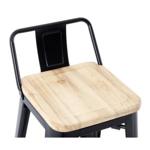 Hohe Hocker mit Rückenlehne und Sitz aus Holz – Schwarz - 4er-Set - Bolero