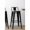 Hohe Hocker mit Rückenlehne und Sitz aus Holz – Schwarz - 4er-Set - Bolero