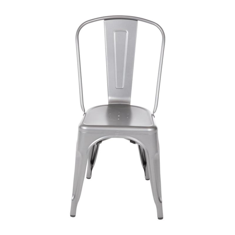 Chairs in Metallic Gray Steel - Set of 4 - Bolero