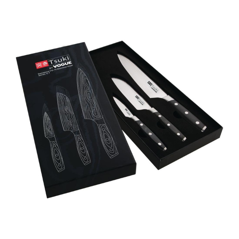 Geschenkset 3 Messer Tsuki Serie 7 Vogue - Professionelle Qualität Geschenkset 3 Messer Tsuki Serie 7 Vogue - Professionelle Qualität