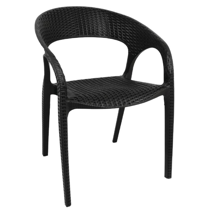 Black PP Wicker Wraparound Armchairs - Set of 4 Bolero Catering and Hospitality Black PP Wicker Wraparound Armchairs - Set of 4 Bolero Catering and Hospitality