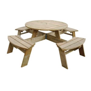 Runder Holztisch für Picknick 2000mm Rowlinson: Robust & Elegant