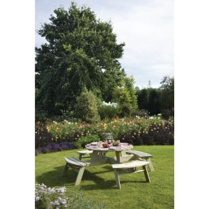 Runder Holztisch für Picknick 2000mm Rowlinson: Robust & Elegant
