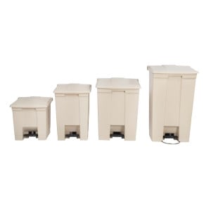 Beiger Pedalbehälter 87L Rubbermaid Step-On: Haltbarkeit und Hygiene