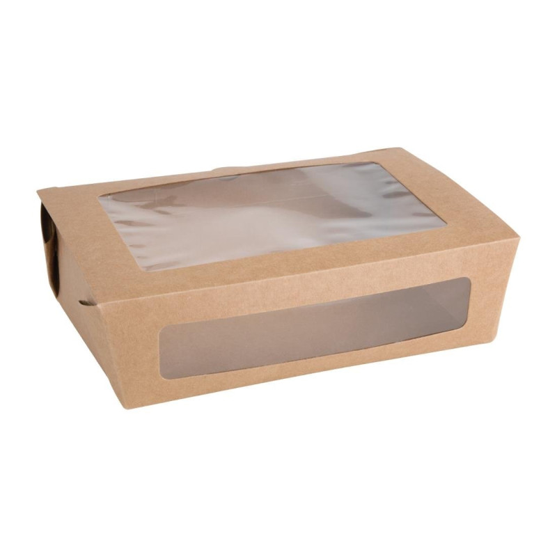 Boîtes Salade PET 1600 ml - Lot 100 Fenêtre Recyclable Boîtes Salade PET 1600 ml - Lot 100 Fenêtre Recyclable