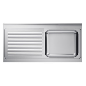 Spüle 1 Becken und Abtropffläche links mit Rückwand - L 1400 x T 700 mm - CombiSteel