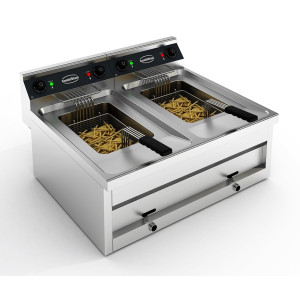 Elektrische Fritteuse zum Aufstellen - 2 x 12 L - CombiSteel
