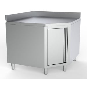 Stainless Steel Low Angular Furniture with Backsplash - L 1000 x D 600 mm