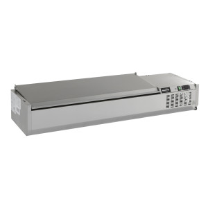 Saladette Kühlvitrine zum Aufstellen mit Edelstahldeckel - 6 GN 1/4