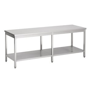 Edelstahltisch mit Regal - L 2600 x T 700 mm - CombiSteel