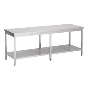 Edelstahltisch mit Regal - L 2400 x T 700 mm - CombiSteel