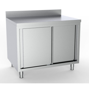 Edelstahl-Unterschrank mit 2 Türen und Aufkantung - L 1600 x T 600 mm - CombiSteel
