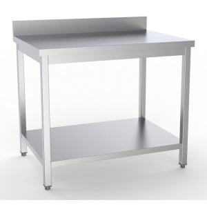 Edelstahltisch mit Aufkantung und Regal - L 1600 x T 700 mm - CombiSteel