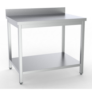 Edelstahltisch mit Aufkantung und Regal - L 1400 x T 700 mm - CombiSteel