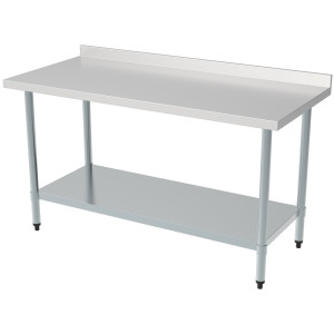 Stainless Steel Table with Backsplash and Shelf - L 1200 x D 700 mm - CombiSteel