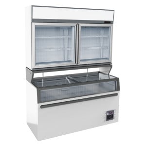 Wandvitrine und Supermarkt-Sideboard Weiß - 948 L - CombiSteel