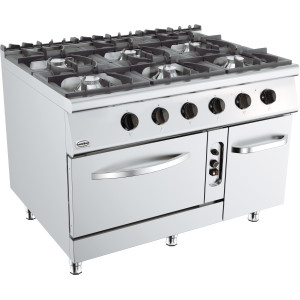 Gasherd - Basis 900 - 6 Brenner und Gasofen - CombiSteel