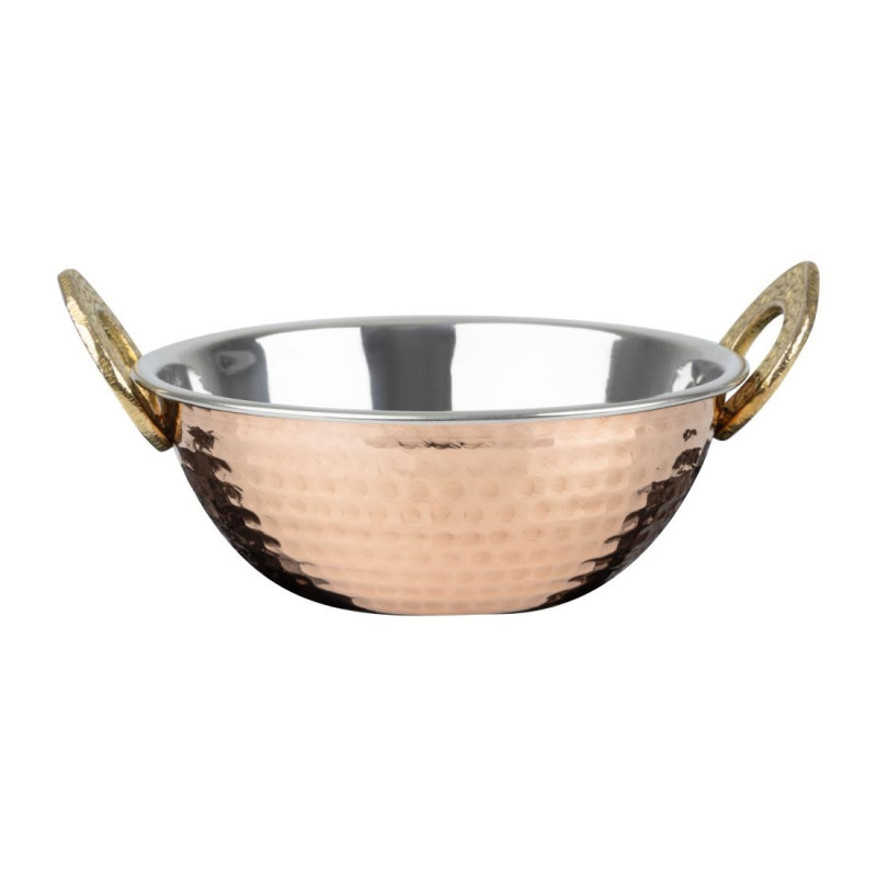 Copper Kadai Dish with Stainless Steel Handles - 400 ml - Olympia Copper Kadai Dish with Stainless Steel Handles - 400 ml - Olympia