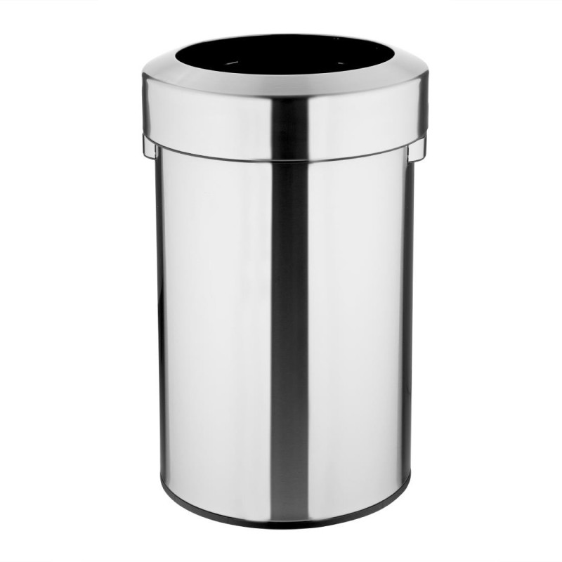 Poubelle en Acier Brossé avec Couvercle Ouvert - 70 L - Bolero Poubelle en Acier Brossé avec Couvercle Ouvert - 70 L - Bolero