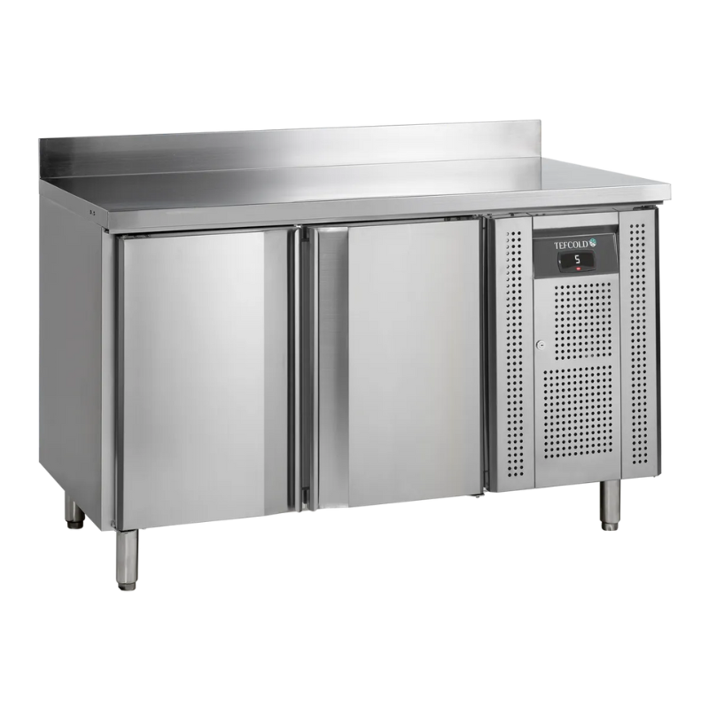 Table Réfrigérée en Inox avec Dosseret - 2 Portes - GN 1/1 - TEFCOLD Table Réfrigérée en Inox avec Dosseret - 2 Portes - GN 1/1 - TEFCOLD