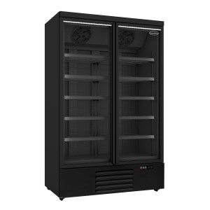 Schwarzer Negativ-Kühlschrank mit 2 Glastüren - 1000 L