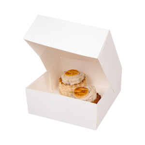 White Cardboard Pastry Box - 29 x 29 cm - Pack of 25 - FourniResto