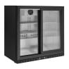 Compact refrigerated back bar with 2 glass doors for restaurant, bar, brewery.