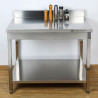 Edelstahltisch 800x700 mm Rückwand und Unterregal