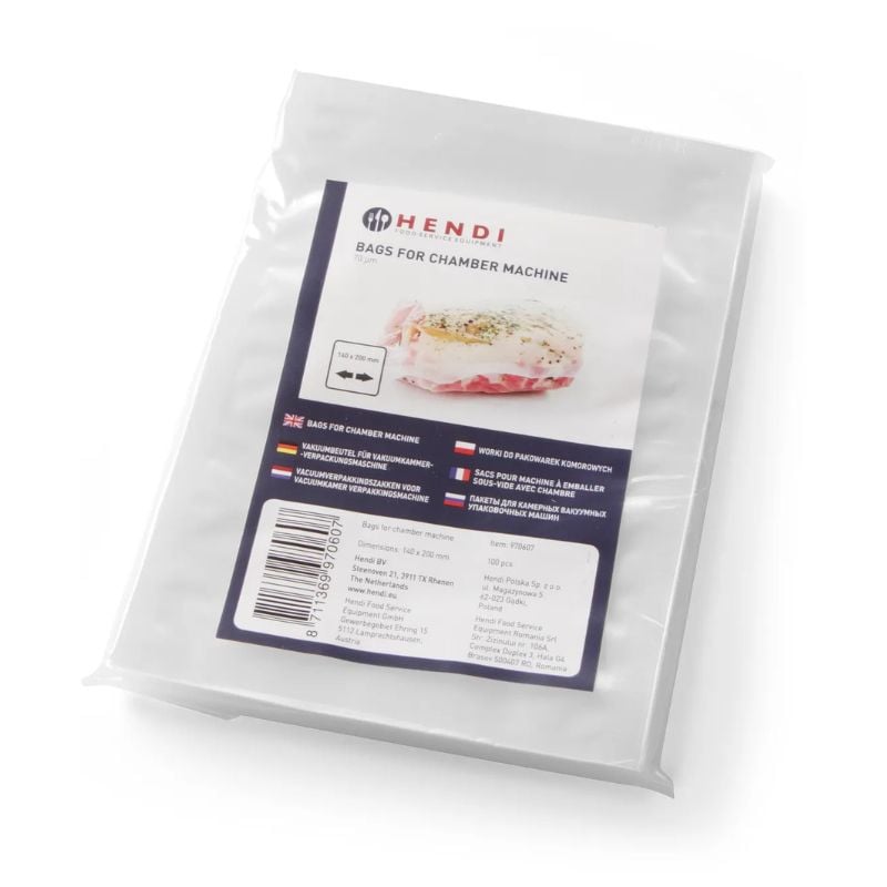 Glatte Vakuumbeutel für Verpackungsmaschine 200 x 140 mm - Set von 100 - HENDI Glatte Vakuumbeutel für Verpackungsmaschine 200 x 140 mm - Set von 100 - HENDI