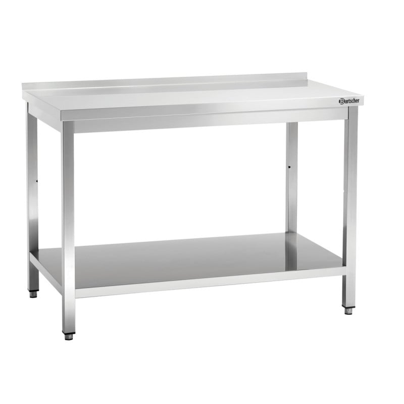 Stainless Steel Work Table with Lower Shelf and Backsplash - D 700 mm - L 1400 mm - Bartscher Stainless Steel Work Table with Lower Shelf and Backsplash - D 700 mm - L 1400 mm - Bartscher