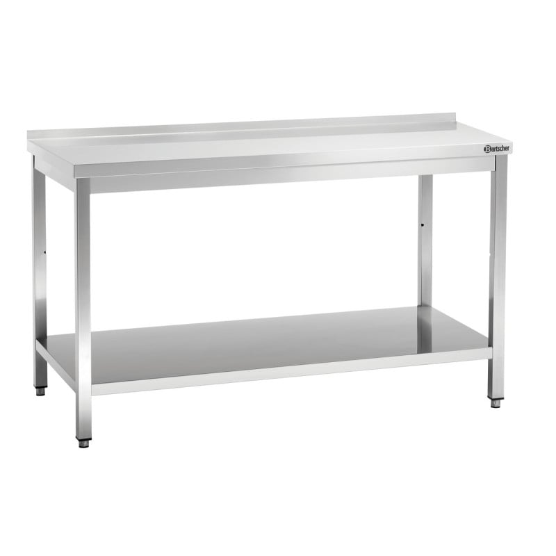 Stainless Steel Work Table with Lower Shelf and Backsplash - D 700 mm - L 1600 mm - Bartscher Stainless Steel Work Table with Lower Shelf and Backsplash - D 700 mm - L 1600 mm - Bartscher