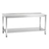 Edelstahl-Arbeitstisch mit unterem Regal und Aufkantung - T 700 mm - L 1800 mm - Bartscher
