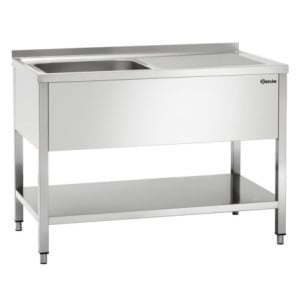 Spülbecken 1 Becken mit Rückwand und Unterregal - L 1200 x T 700 mm - Bartscher