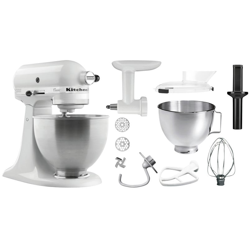 White KitchenAid Mixer with Accessories - 4.28 L - Bartscher