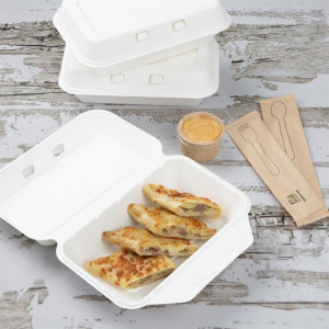 Kompostierbare Lebensmittelbehälter aus Bagasse Fiesta 400x335mm - Packung mit 200 - Fiesta Green