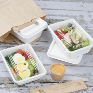Kompostierbare Bagasse-Deckel für Schalen - Packung mit 100 - Fiesta Green
