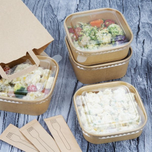 Recycelbare quadratische Schalen 1400 ml - Set von 300 - Fiesta Green