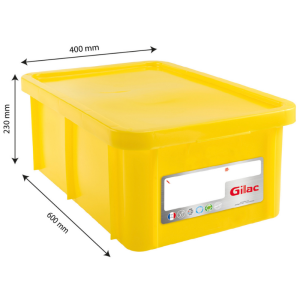 Bac Rectangulaire 35 L + Couvercle Jaune HACCP