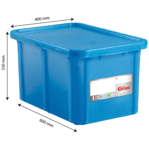 Bac HACCP Rectangulaire avec Couvercle - 55 L - Bleu