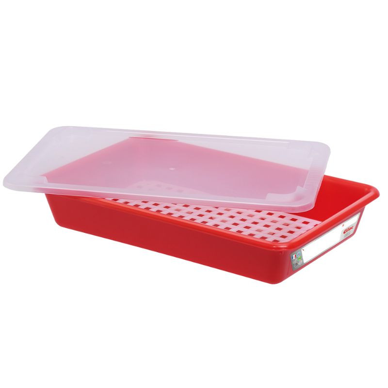 HACCP Flachwanne mit Deckel und Gitter - 5 L - Rot - Gilac