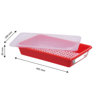 HACCP Flachwanne mit Deckel und Gitter - 5 L - Rot - Gilac